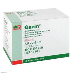 GAZIN Schlitzkompressen 7,5x7,5 cm steril 8fach
