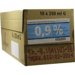Isotonische Natriumchlorid-Lösung 0,9 % Infusionslösung DELTAMEDICA, 10 Glasflaschen 250 ml