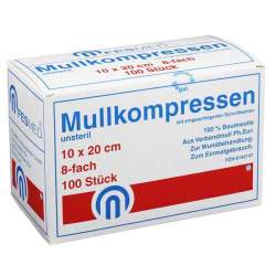 MULLKOMPRESSEN ES 10x20 cm unsteril 8fach